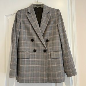 Theory Gray striped double breasted blazer size 0 loose fit.